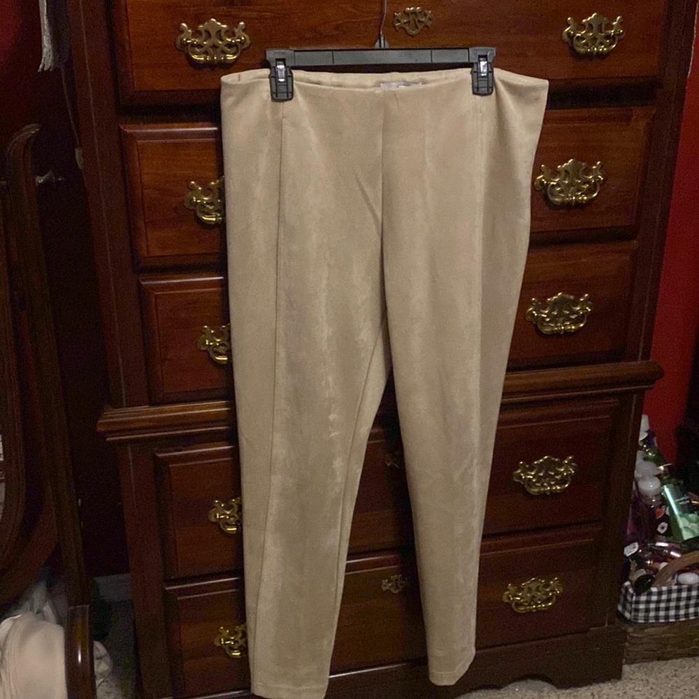 New directions suede type pants. Fit like leggings. Only worn 1-2 times